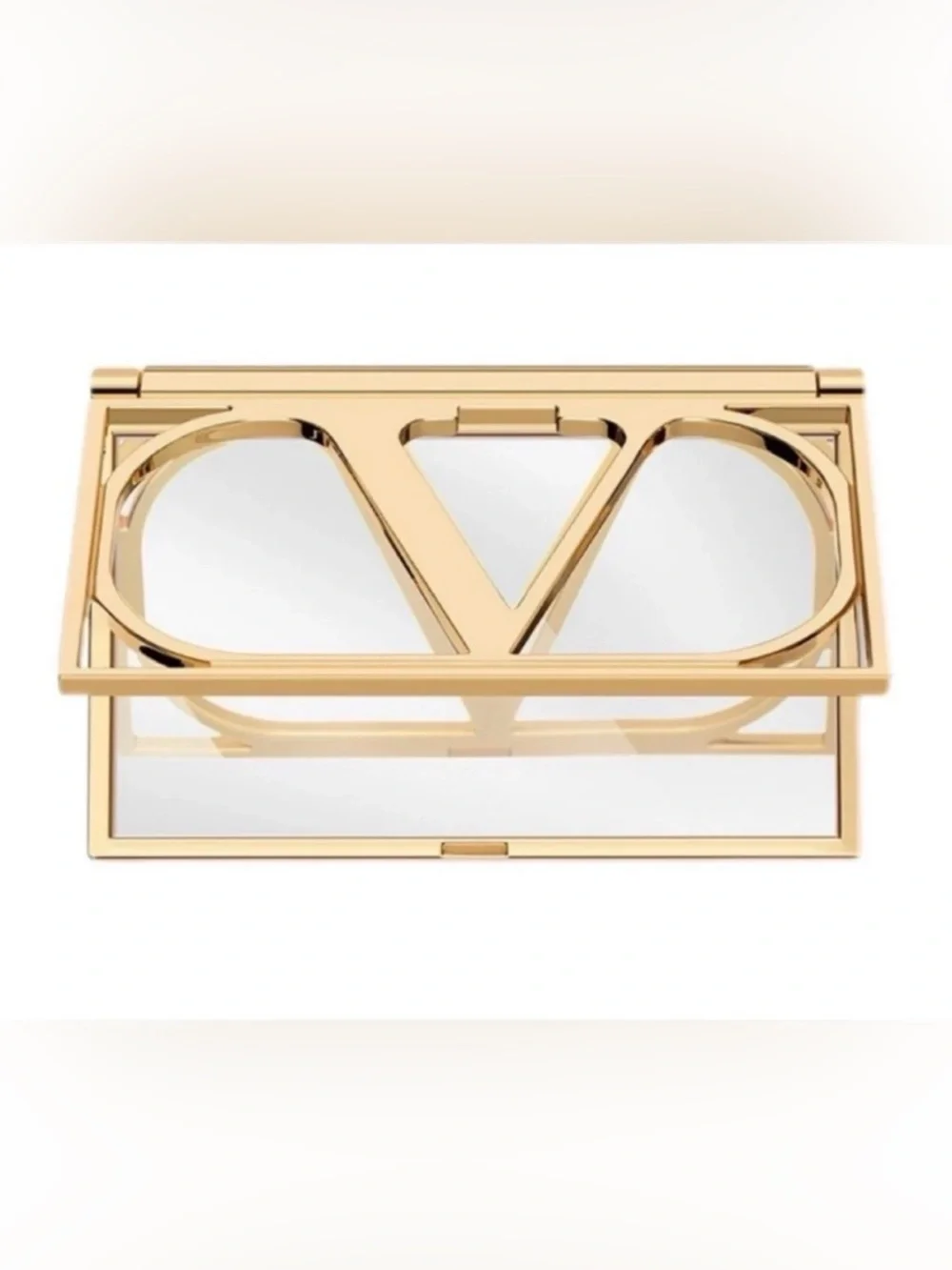 New Valentino Beauty Gold Compact V Logo Makeup Mirror